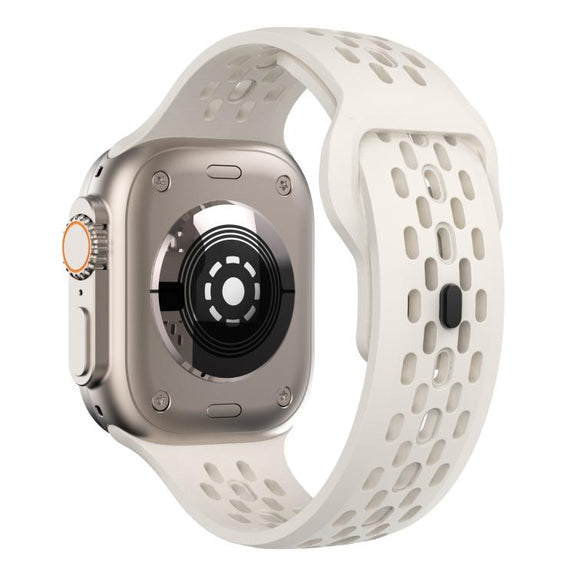 For Apple Watch 46mm / 49mm / 45mm / 44mm Kalebol Mesh Reverse Buckle Silicone Strap(Starlight)