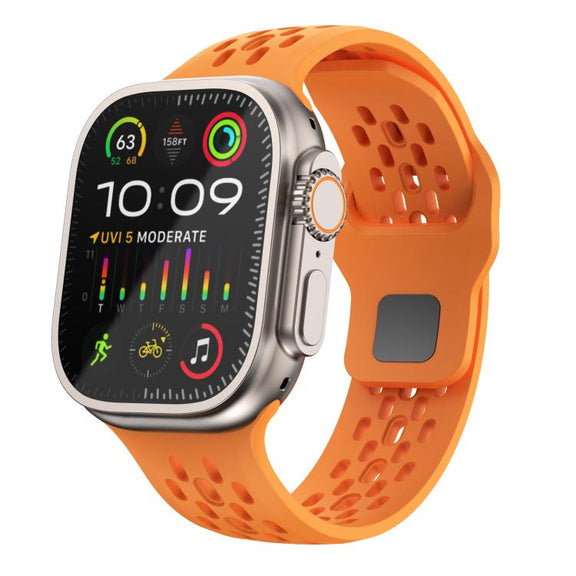 For Apple Watch 42mm / 41mm / 40mm / 38mm Kalebol Mesh Reverse Buckle Silicone Strap(Orange)