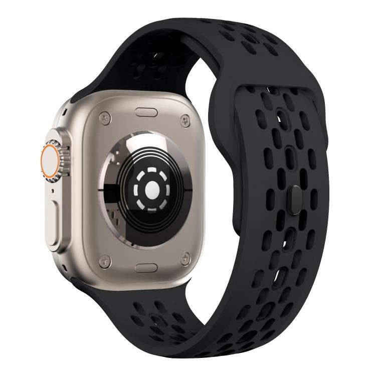 For Apple Watch 42mm / 41mm / 40mm / 38mm Kalebol Mesh Reverse Buckle Silicone Strap(Black)