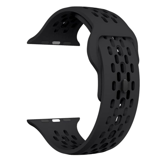 For Apple Watch 42mm / 41mm / 40mm / 38mm Kalebol Mesh Reverse Buckle Silicone Strap(Black)