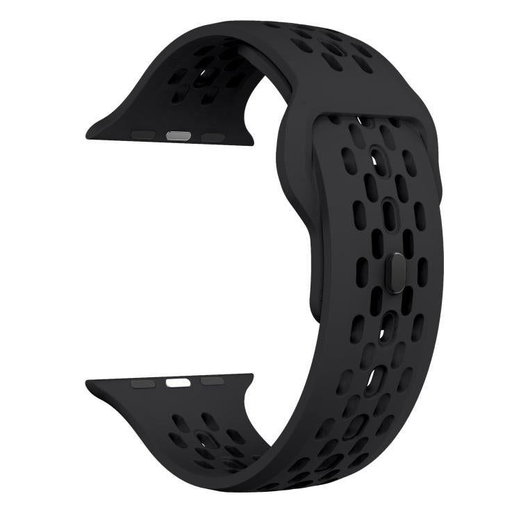 For Apple Watch 42mm / 41mm / 40mm / 38mm Kalebol Mesh Reverse Buckle Silicone Strap(Black)