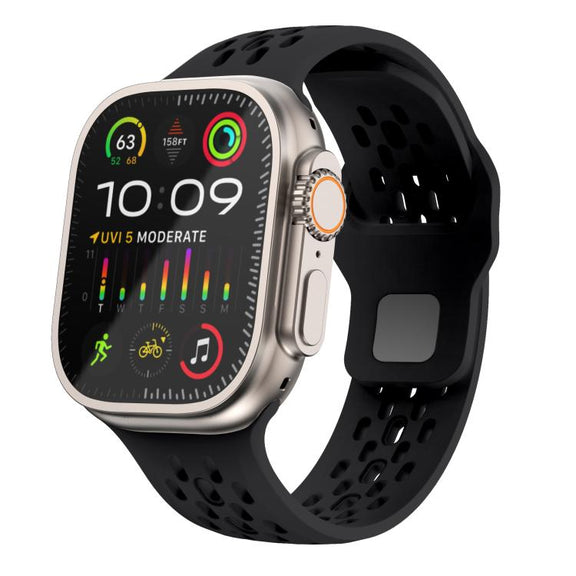 For Apple Watch 42mm / 41mm / 40mm / 38mm Kalebol Mesh Reverse Buckle Silicone Strap(Black)