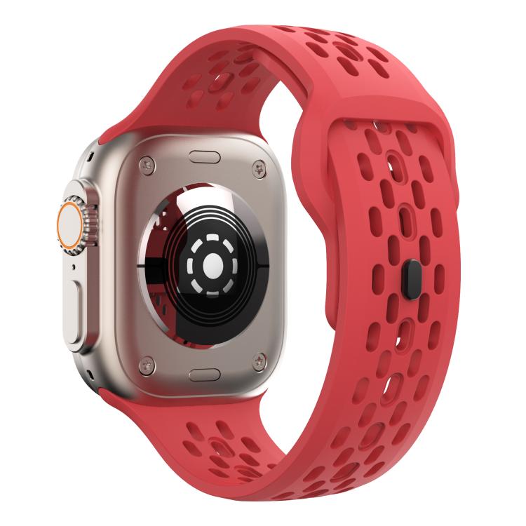 For Apple Watch 42mm / 41mm / 40mm / 38mm Kalebol Mesh Reverse Buckle Silicone Strap(Red) - Watch Bands by Kalebol | Online Shopping South Africa | PMC TechLife | Buy Now Pay Later Mobicred