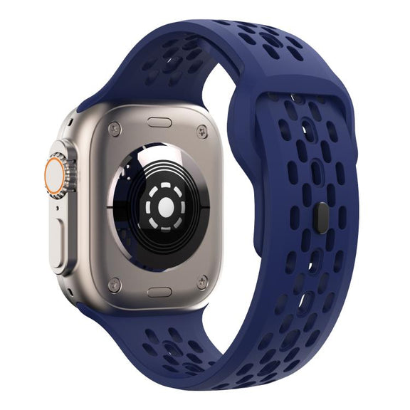 For Apple Watch 42mm / 41mm / 40mm / 38mm Kalebol Mesh Reverse Buckle Silicone Strap(Midnight Blue)