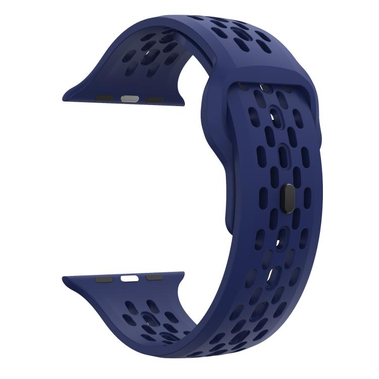 For Apple Watch 42mm / 41mm / 40mm / 38mm Kalebol Mesh Reverse Buckle Silicone Strap(Midnight Blue)