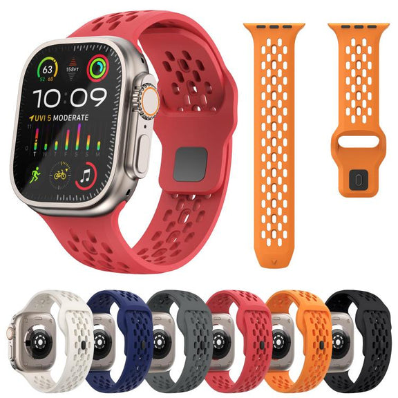 For Apple Watch 46mm / 49mm / 45mm / 44mm Kalebol Mesh Reverse Buckle Silicone Strap(Black)