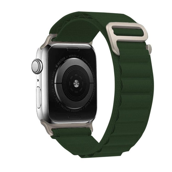 For Apple Watch 46mm / 49mm / 45mm / 44mm Kalebol Aline Nylon Loop Watch Band(Army Green)