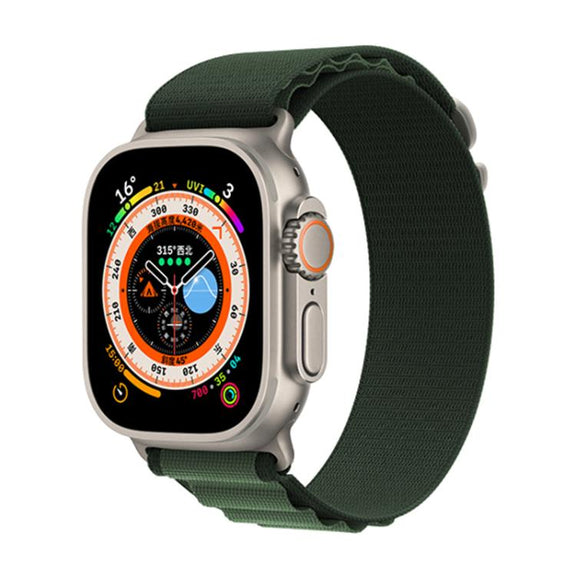 For Apple Watch 46mm / 49mm / 45mm / 44mm Kalebol Aline Nylon Loop Watch Band(Army Green)