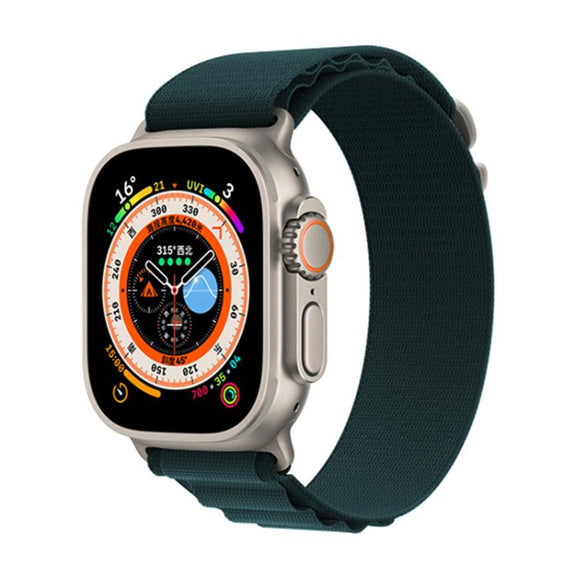 For Apple Watch 46mm / 49mm / 45mm / 44mm Kalebol Aline Nylon Loop Watch Band(Dark Green)
