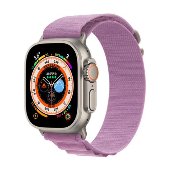 For Apple Watch 46mm / 49mm / 45mm / 44mm Kalebol Aline Nylon Loop Watch Band(Light Purple)