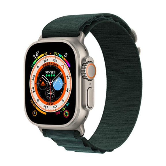 For Apple Watch 46mm / 49mm / 45mm / 44mm Kalebol Aline Nylon Loop Watch Band(Forest Green)