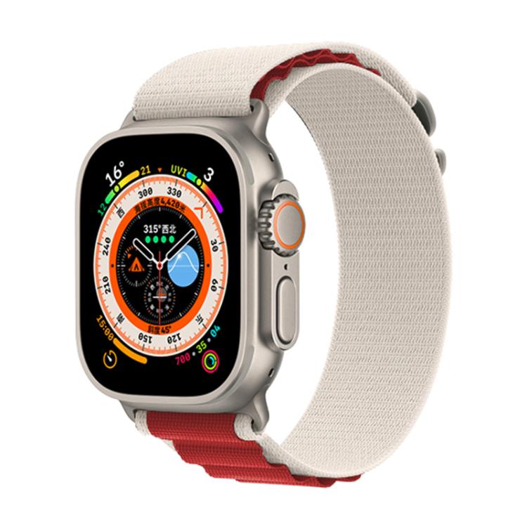 For Apple Watch 46mm / 49mm / 45mm / 44mm Kalebol Aline Nylon Loop Watch Band(White+Red) - Watch Bands by Kalebol | Online Shopping South Africa | PMC TechLife | Buy Now Pay Later Mobicred