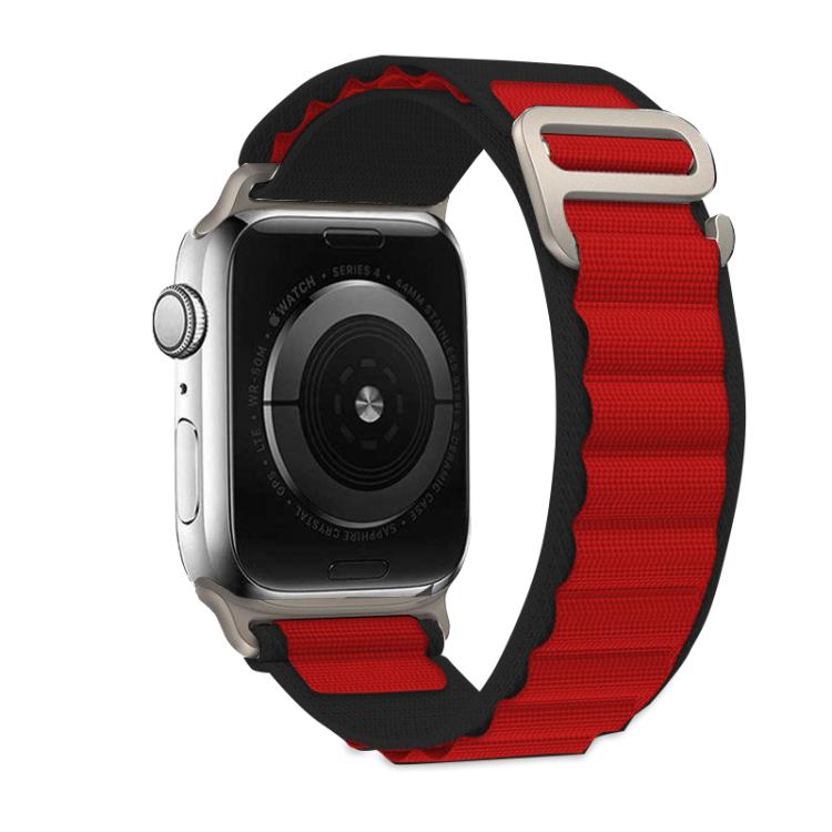 For Apple Watch 46mm / 49mm / 45mm / 44mm Kalebol Aline Nylon Loop Watch Band(Black+Red)