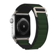 For Apple Watch 42mm / 41mm / 40mm / 38mm Kalebol Aline Nylon Loop Watch Band(Green+Black)