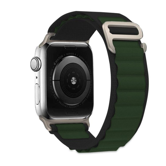 For Apple Watch 42mm / 41mm / 40mm / 38mm Kalebol Aline Nylon Loop Watch Band(Green+Black)