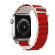 For Apple Watch 42mm / 41mm / 40mm / 38mm Kalebol Aline Nylon Loop Watch Band(White+Red)