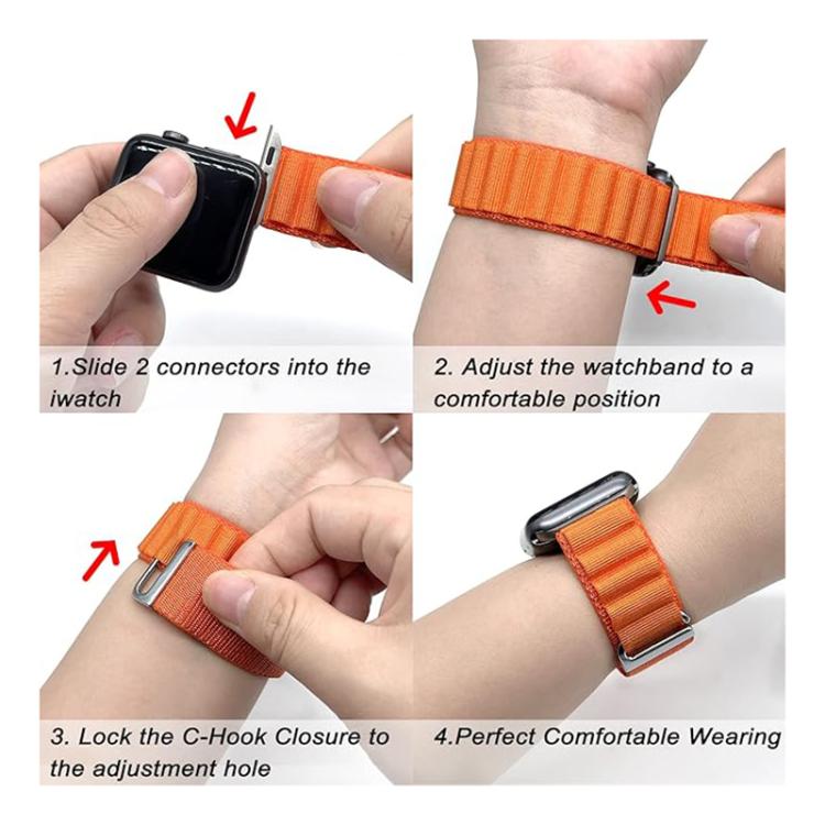 For Apple Watch 42mm / 41mm / 40mm / 38mm Kalebol Aline Nylon Loop Watch Band(Orange+White) - Watch Bands by Kalebol | Online Shopping South Africa | PMC TechLife | Buy Now Pay Later Mobicred