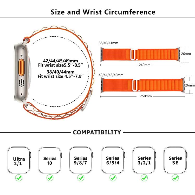 For Apple Watch 42mm / 41mm / 40mm / 38mm Kalebol Aline Nylon Loop Watch Band(Orange+Red) - Watch Bands by Kalebol | Online Shopping South Africa | PMC TechLife | Buy Now Pay Later Mobicred