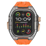 For Apple Watch 46mm / 45mm / 44mm / 42mm Kalebol Glacier Integrated Transparent Silicone Strap(Orange Transparent Black)