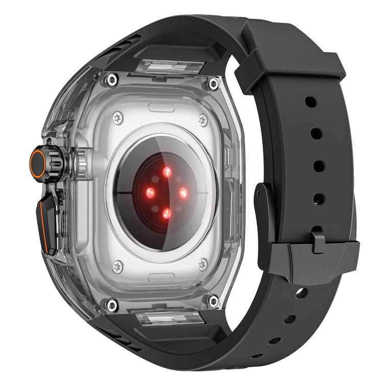 For Apple Watch 46mm / 45mm / 44mm / 42mm Kalebol Glacier Integrated Transparent Silicone Strap(Black Transparent Black) - Watch Bands by Kalebol | Online Shopping South Africa | PMC TechLife | Buy Now Pay Later Mobicred