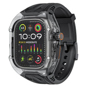 For Apple Watch 46mm / 45mm / 44mm / 42mm Kalebol Glacier Integrated Transparent Silicone Strap(Black Transparent Black)