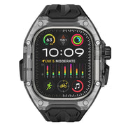 For Apple Watch 46mm / 45mm / 44mm / 42mm Kalebol Glacier Integrated Transparent Silicone Strap(Black Transparent Black)