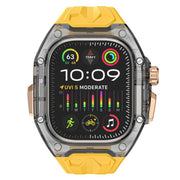 For Apple Watch 46mm / 45mm / 44mm / 42mm Kalebol Glacier Integrated Transparent Silicone Strap(Yellow Transparent Black)