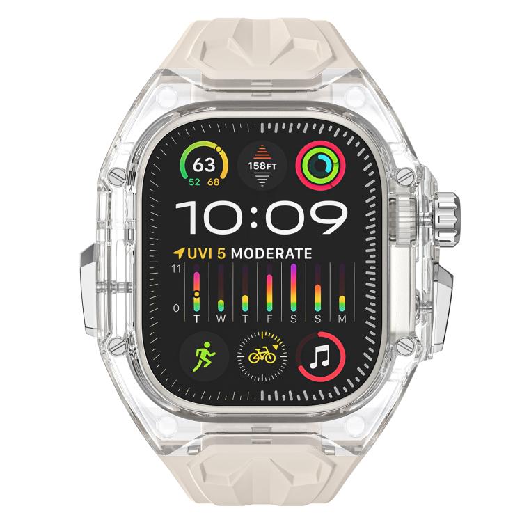 For Apple Watch 46mm / 45mm / 44mm / 42mm Kalebol Glacier Integrated Transparent Silicone Strap(Starlight Transparent)