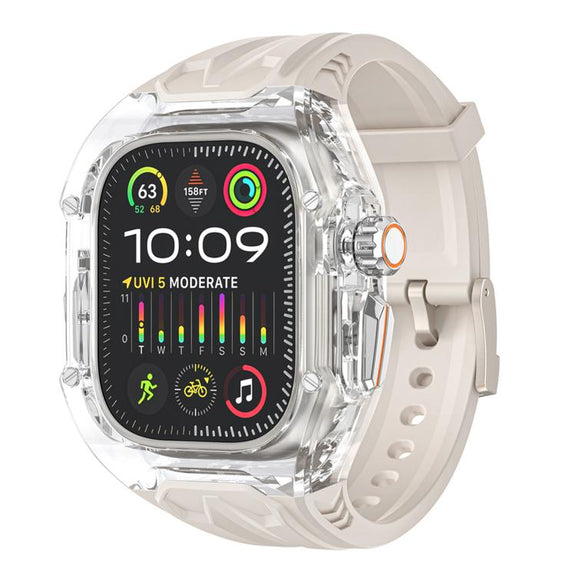 For Apple Watch 46mm / 45mm / 44mm / 42mm Kalebol Glacier Integrated Transparent Silicone Strap(Starlight Transparent)
