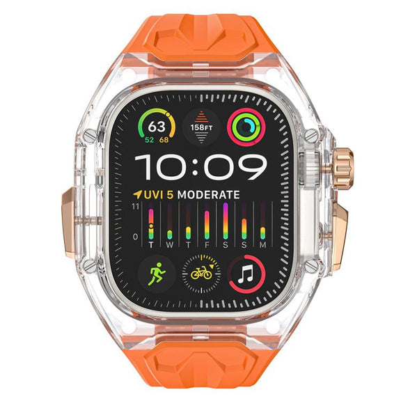 For Apple Watch 42mm / 41mm / 40mm / 38mm Kalebol Glacier Integrated Transparent Silicone Strap(Orange Transparent)