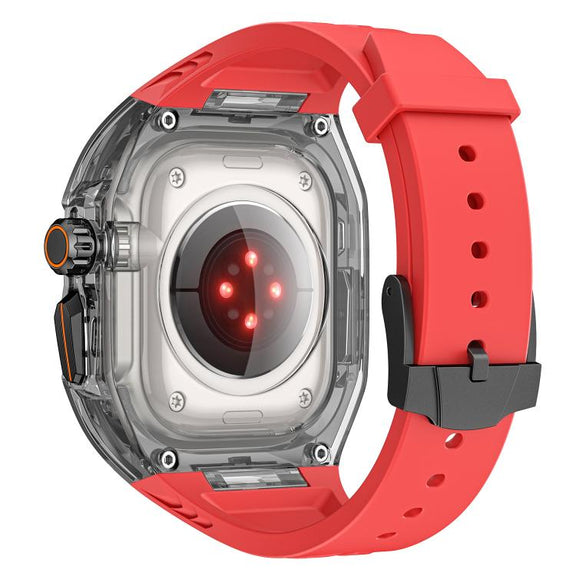 For Apple Watch 42mm / 41mm / 40mm / 38mm Kalebol Glacier Integrated Transparent Silicone Strap(Red Transparent Black)