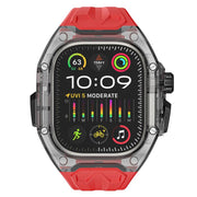 For Apple Watch 42mm / 41mm / 40mm / 38mm Kalebol Glacier Integrated Transparent Silicone Strap(Red Transparent Black)