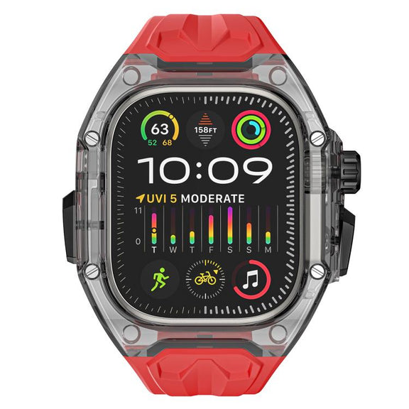 For Apple Watch 42mm / 41mm / 40mm / 38mm Kalebol Glacier Integrated Transparent Silicone Strap(Red Transparent Black)