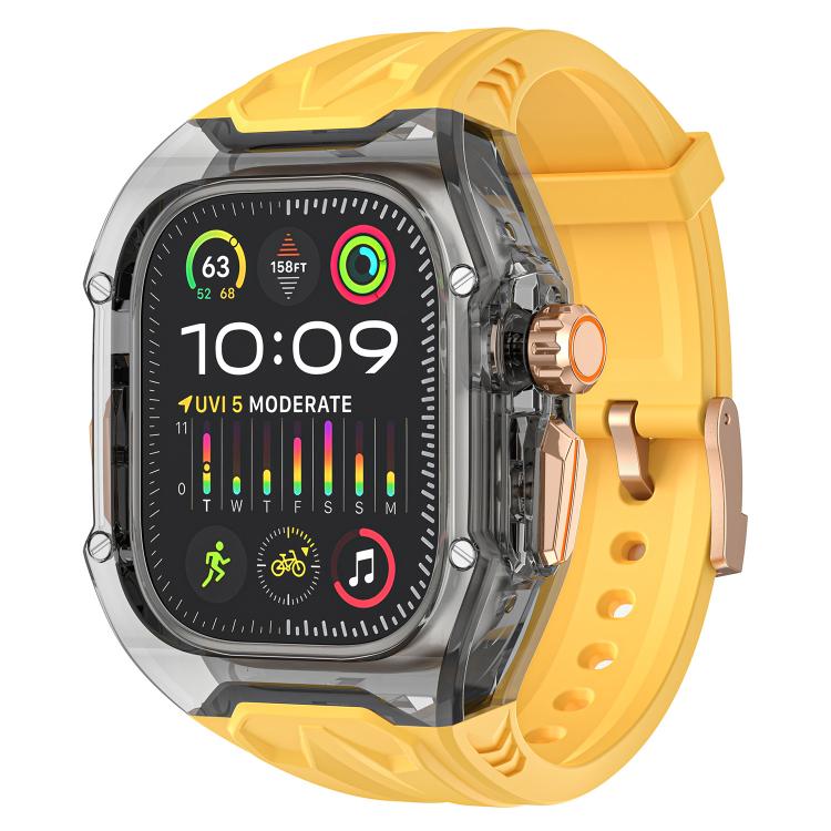 For Apple Watch 42mm / 41mm / 40mm / 38mm Kalebol Glacier Integrated Transparent Silicone Strap(Yellow Transparent Black) - Watch Bands by Kalebol | Online Shopping South Africa | PMC TechLife | Buy Now Pay Later Mobicred