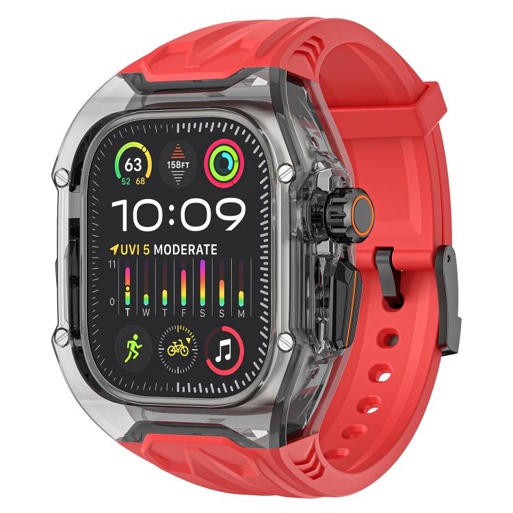 For Apple Watch Ultra 2 / 1 49mm Kalebol Glacier Integrated Transparent Silicone Strap(Red Transparent Black) - Watch Bands by Kalebol | Online Shopping South Africa | PMC TechLife | Buy Now Pay Later Mobicred
