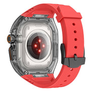 For Apple Watch Ultra 2 / 1 49mm Kalebol Glacier Integrated Transparent Silicone Strap(Red Transparent Black)