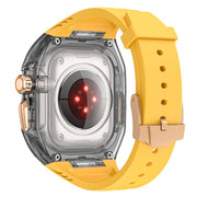 For Apple Watch Ultra 2 / 1 49mm Kalebol Glacier Integrated Transparent Silicone Strap(Yellow Transparent Black)