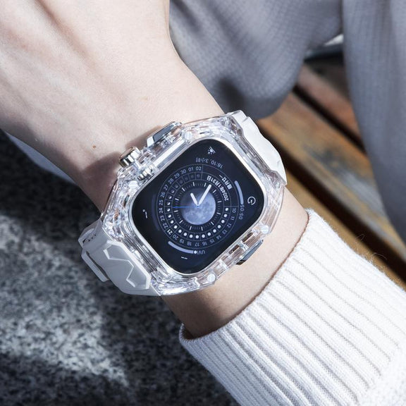 For Apple Watch Ultra 2 / 1 49mm Kalebol Glacier Integrated Transparent Silicone Strap(Starlight Transparent)