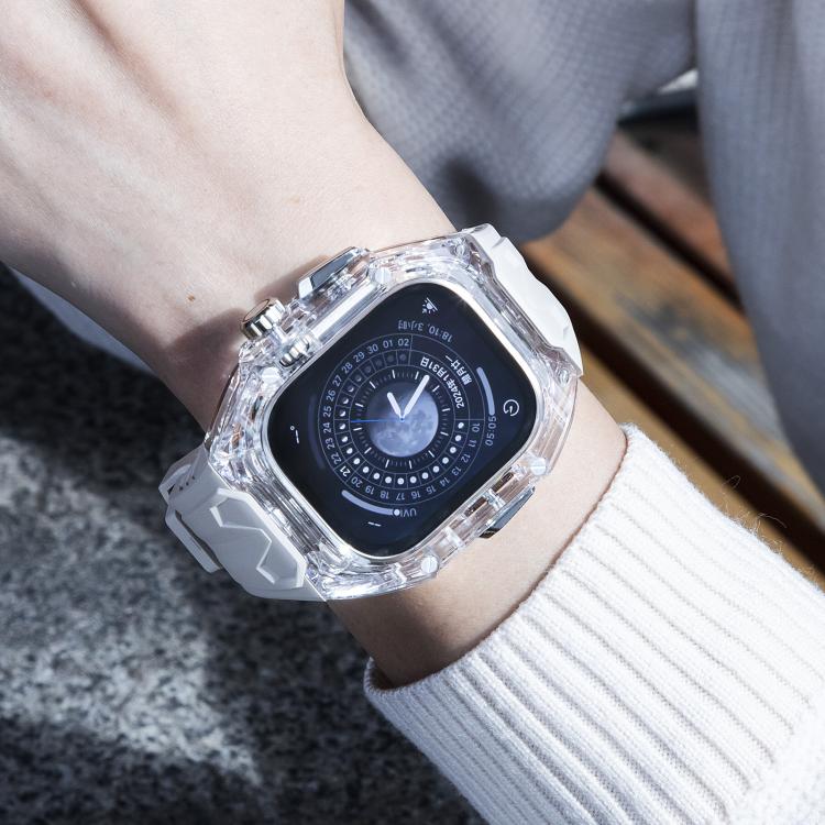 For Apple Watch Ultra 2 / 1 49mm Kalebol Glacier Integrated Transparent Silicone Strap(Starlight Transparent)