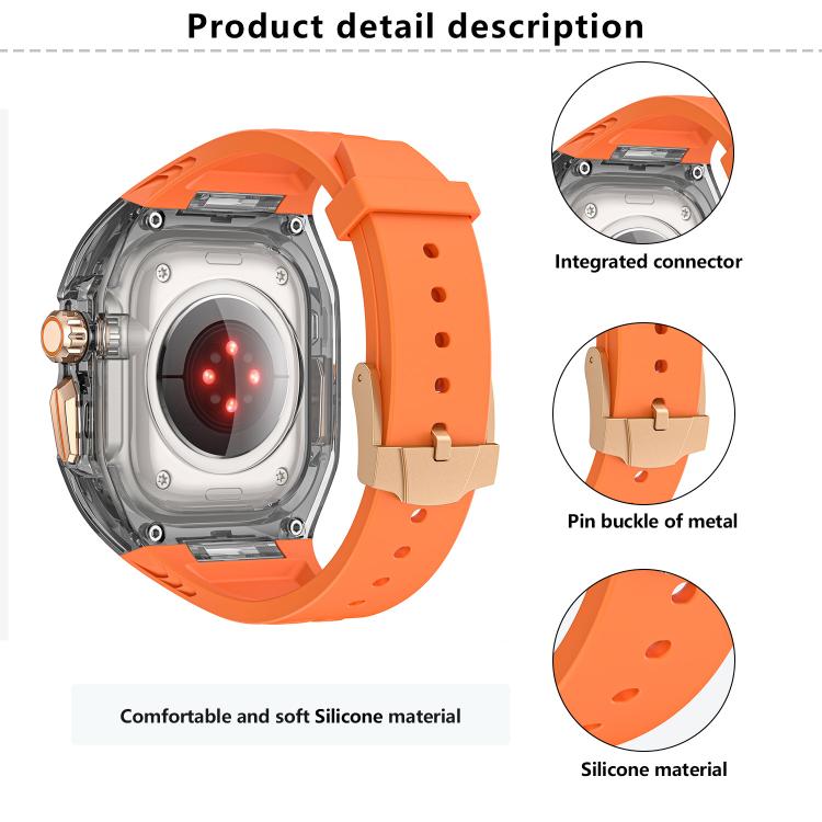 For Apple Watch 42mm / 41mm / 40mm / 38mm Kalebol Glacier Integrated Transparent Silicone Strap(Orange Transparent)