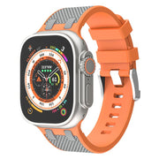 For Apple Watch 46mm / 49mm / 45mm / 44mm Kalebol Farmhouse Oak Silicone Strap(Orange + Grey)