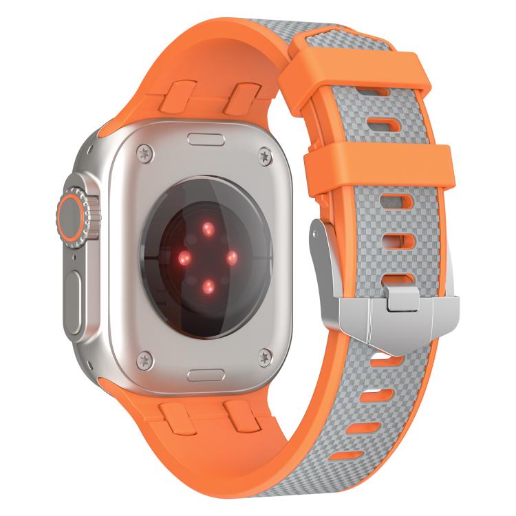 For Apple Watch 46mm / 49mm / 45mm / 44mm Kalebol Farmhouse Oak Silicone Strap(Orange + Grey)