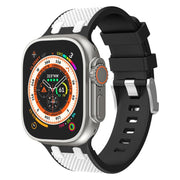 For Apple Watch 46mm / 49mm / 45mm / 44mm Kalebol Farmhouse Oak Silicone Strap(Black + White)