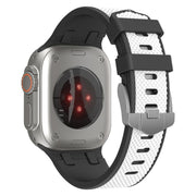 For Apple Watch 46mm / 49mm / 45mm / 44mm Kalebol Farmhouse Oak Silicone Strap(Black + White)