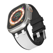 For Apple Watch 46mm / 49mm / 45mm / 44mm Kalebol Farmhouse Oak Silicone Strap(Black + White)