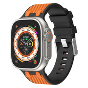 For Apple Watch 46mm / 49mm / 45mm / 44mm Kalebol Farmhouse Oak Silicone Strap(Black + Orange)
