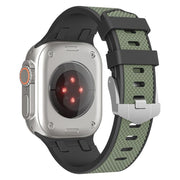 For Apple Watch 46mm / 49mm / 45mm / 44mm Kalebol Farmhouse Oak Silicone Strap(Black + Army Green)
