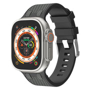 For Apple Watch 46mm / 49mm / 45mm / 44mm Kalebol Farmhouse Oak Silicone Strap(Black + Coal Grey)