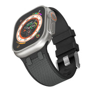 For Apple Watch 46mm / 49mm / 45mm / 44mm Kalebol Farmhouse Oak Silicone Strap(Black + Coal Grey)