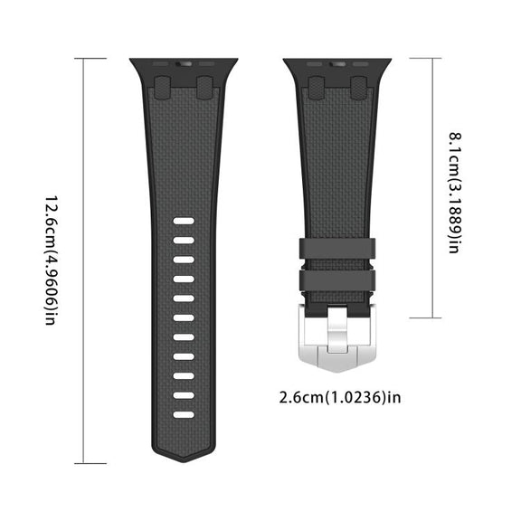 For Apple Watch 46mm / 49mm / 45mm / 44mm Kalebol Farmhouse Oak Silicone Strap(Black + Coal Grey)